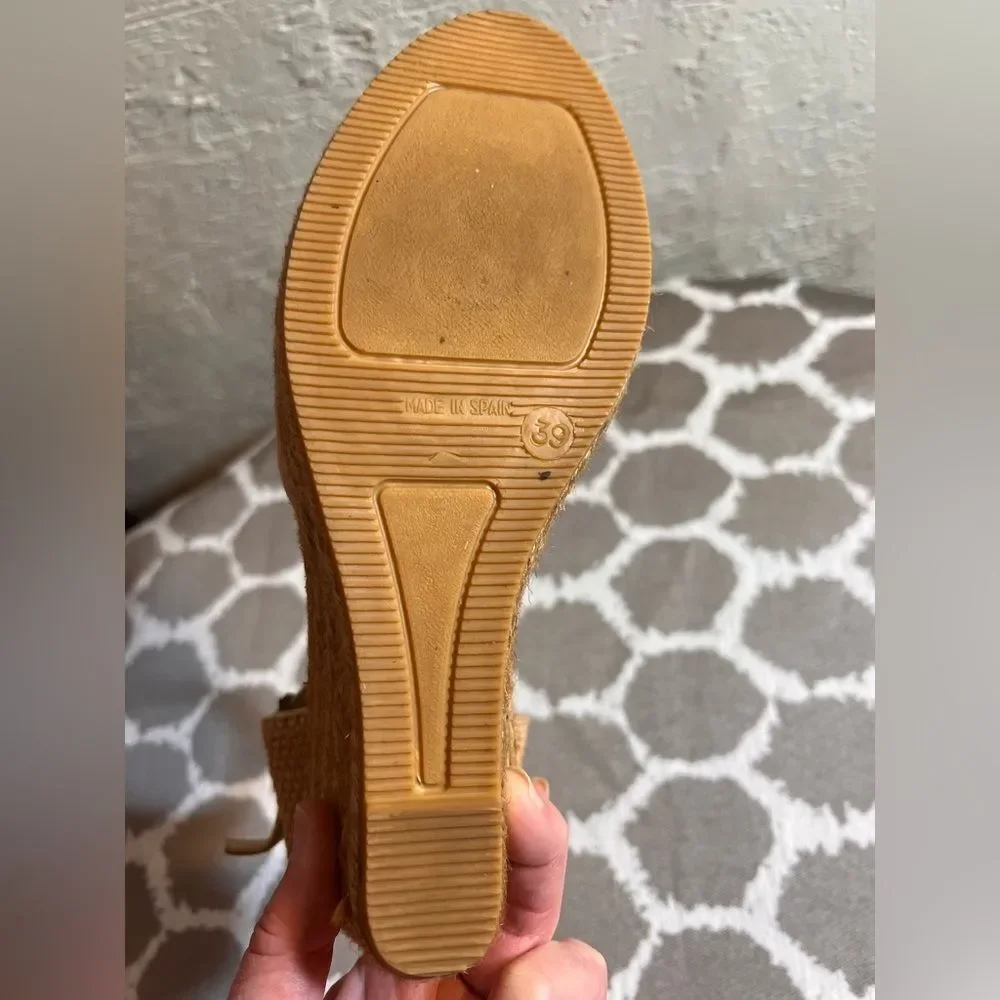 Tan Espadrille Wedge Shoes with Jute Heel Anthropologie brand Gainno md in Spain